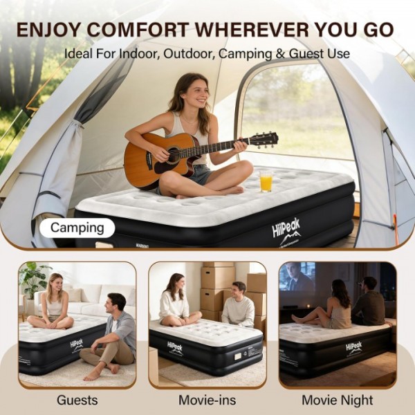 HiiPeak Luxury Twin Air Mattress with Built in Wireless Removable Pump, 16'' Height Single Air Bed for Camping, Guests and Home
