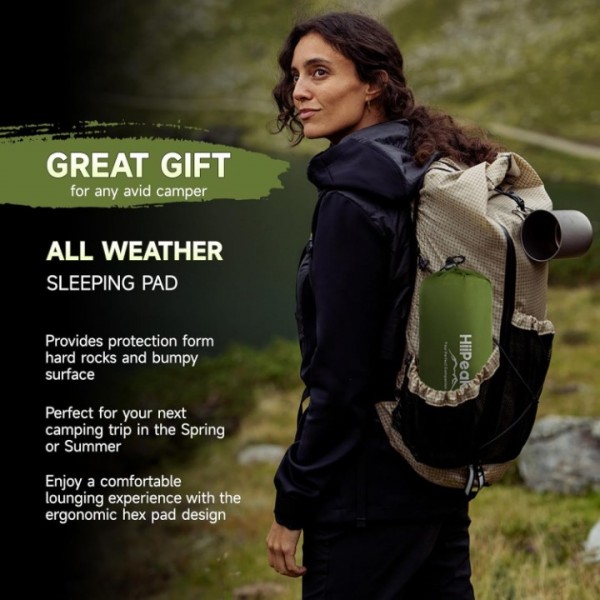 HiiPeak Sleeping Pad - Ultralight Inflatable Sleeping Mat with Built-in Foot Pump, Durable Compact Waterproof Camping Air Mattress for Camping, Backpacking, Hiking, Tent Trap Traveling（Green Camo）