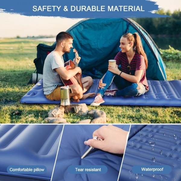 HiiPeak Sleeping Pad - Ultralight Inflatable Sleeping Mat with Built-in Foot Pump, Durable Compact Waterproof Camping Air Mattress for Camping, Backpacking, Hiking, Tent Trap Traveling（Blue）