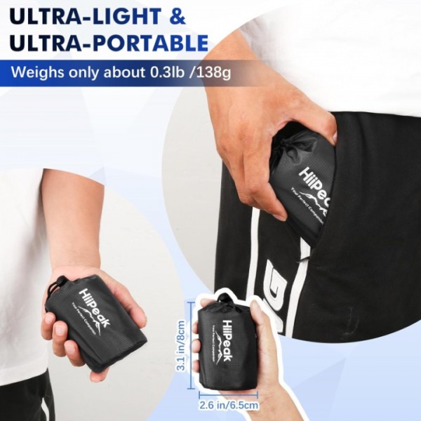 HiiPeak Inflatable Seat Cushion, Lightweight Compact Stadium Seat Pad Camping Air Seat Cushion for Airplane Travel Bleachers Backpacking Hiking Office Car Sports Events Concert (Black)