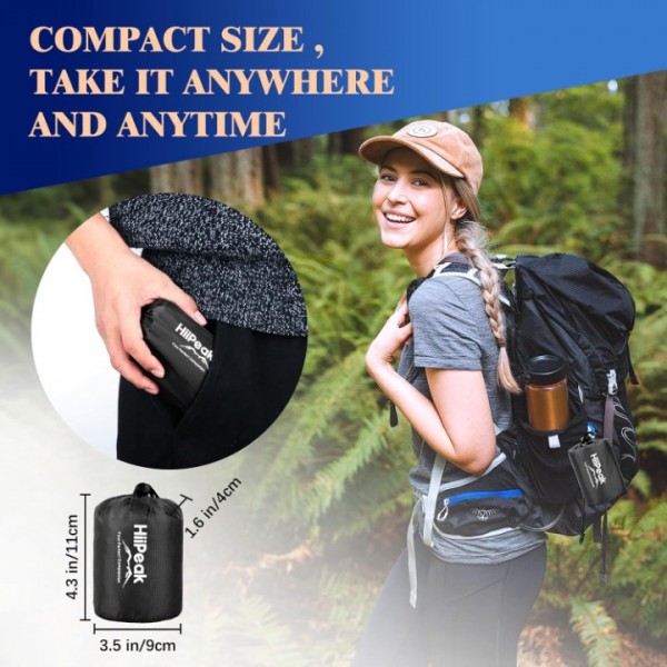 HiiPeak Inflatable Stadium Seat Cushion, Compact Hand Press Stadium Seats Pad Bleacher Seat Chair Cushion Pad for Airplane Travel Camping Backpacking Sports Event (BLACK)