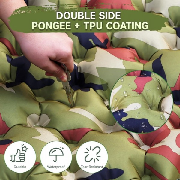 HiiPeak Sleeping Pad - Ultralight Inflatable Sleeping Mat with Built-in Foot Pump, Durable Compact Waterproof Camping Air Mattress for Camping, Backpacking, Hiking, Tent Trap Traveling（Green Camo）