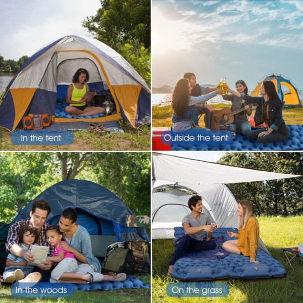 HiiPeak Sleeping Pad - Ultralight Inflatable Sleeping Mat with Built-in Foot Pump, Durable Compact Waterproof Camping Air Mattress for Camping, Backpacking, Hiking, Tent Trap Traveling（Blue）