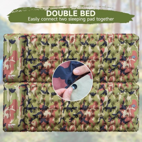 HiiPeak Sleeping Pad - Ultralight Inflatable Sleeping Mat with Built-in Foot Pump, Durable Compact Waterproof Camping Air Mattress for Camping, Backpacking, Hiking, Tent Trap Traveling（Green Camo）