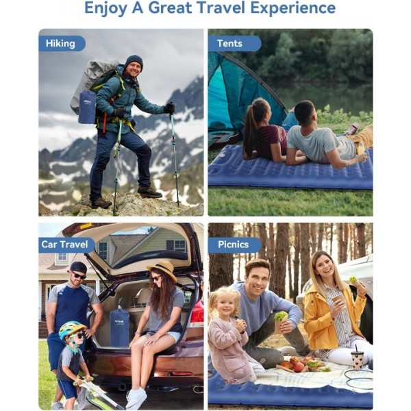 HiiPeak Sleeping Pad - Ultralight Inflatable Sleeping Mat with Built-in Foot Pump, Durable Compact Waterproof Camping Air Mattress for Camping, Backpacking, Hiking, Tent Trap Traveling（Blue）