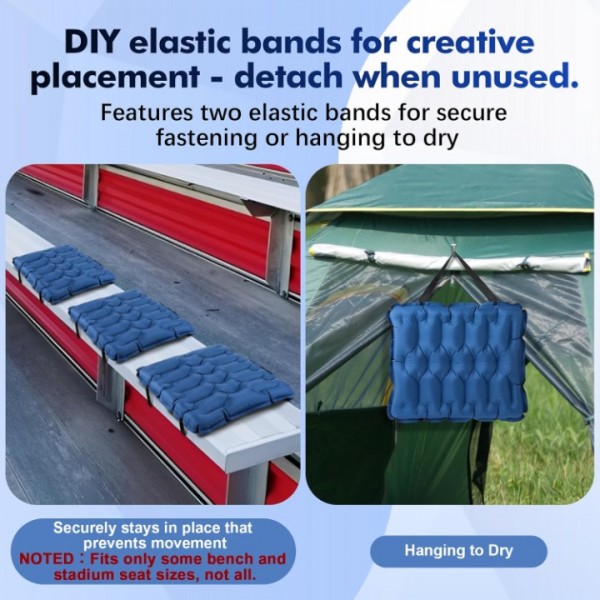 HiiPeak Inflatable Seat Cushion, Lightweight Compact Stadium Seat Pad Camping Air Seat Cushion for Airplane Travel Bleachers Backpacking Hiking Office Car Sports Events Concert (Blue)