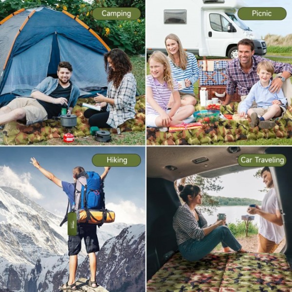 HiiPeak Sleeping Pad - Ultralight Inflatable Sleeping Mat with Built-in Foot Pump, Durable Compact Waterproof Camping Air Mattress for Camping, Backpacking, Hiking, Tent Trap Traveling（Green Camo）