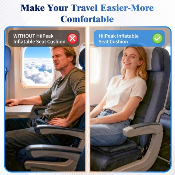 HiiPeak Inflatable Stadium Seat Cushion, Compact Hand Press Stadium Seats Pad Bleacher Seat Chair Cushion Pad for Airplane Travel Camping Backpacking Sports Event (BLACK)