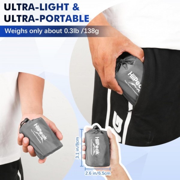 HiiPeak Inflatable Seat Cushion, Lightweight Compact Stadium Seat Pad Camping Air Seat Cushion for Airplane Travel Bleachers Backpacking Hiking Office Car Sports Events Concert (Gray)