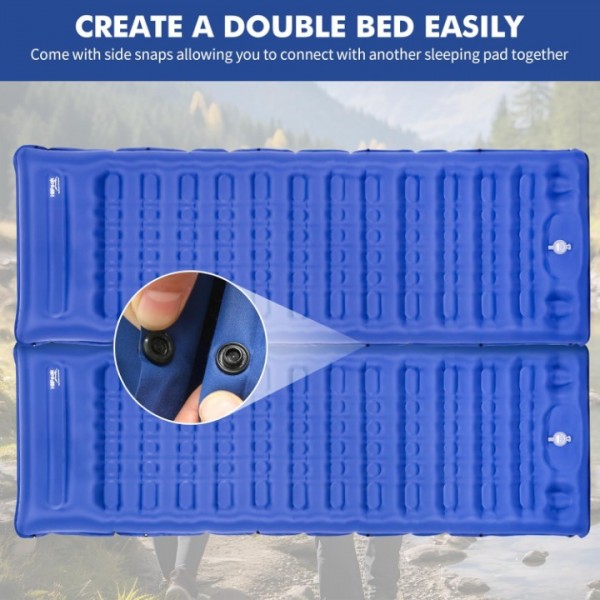 HiiPeak Strong Support Camping Mat, Inflatable Sleeping Mattress 3.9 Inch Thickness Sleeping Pad with Pillow, Quick Inflation Ultralight Portable Camping Sleeping Bed for Backpacking, Hiking, Picnic（Blue）
