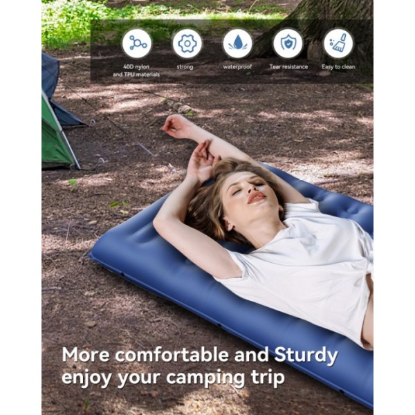 HiiPeak Sleeping Pad - Ultralight Inflatable Sleeping Mat with Built-in Foot Pump, Durable Compact Waterproof Camping Air Mattress for Camping, Backpacking, Hiking, Tent Trap Traveling（Blue）