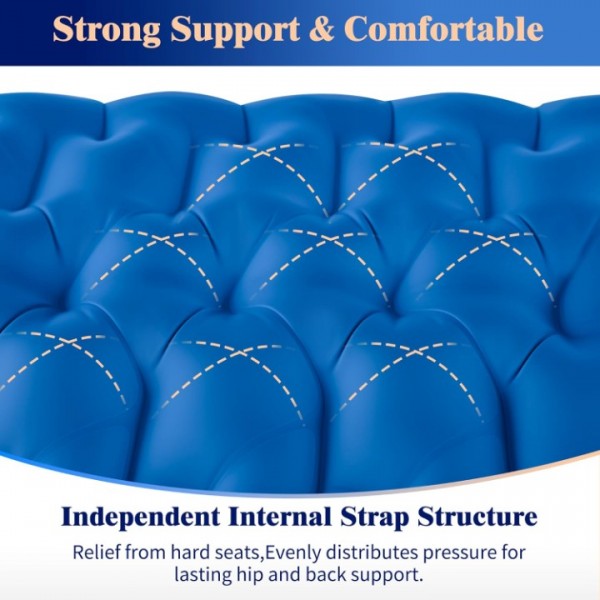 HiiPeak Inflatable Stadium Seat Cushion, Compact Hand Press Stadium Seats Pad Bleacher Seat Chair Cushion Pad for Airplane Travel Camping Backpacking Sports Events (Blue)