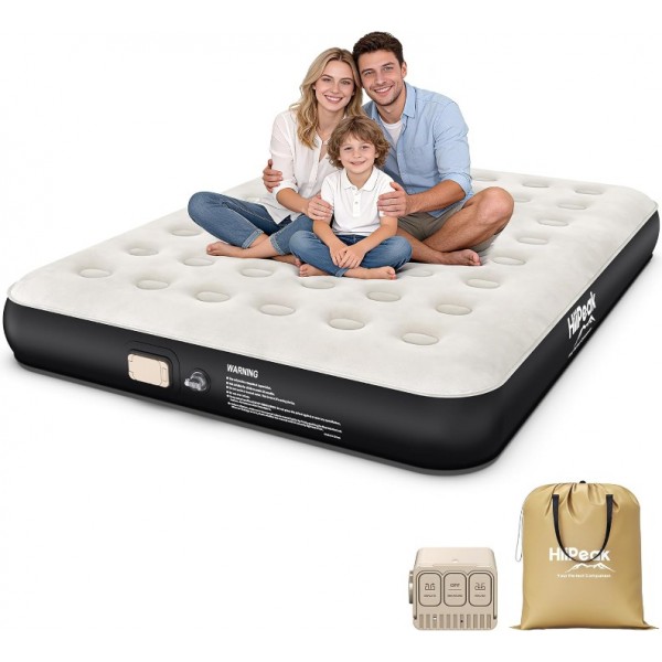 HiiPeak Queen Air Mattress – Built-in Wireless P...